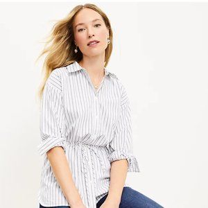 Loft Striped Drawstring Tunic Shirt
